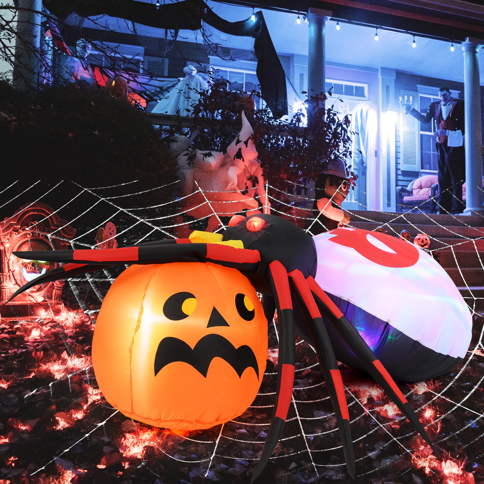 4.9 x 4.6 Feet Inflatable Spider, Pumpkin, Rotating Light, Multicolor Halloween at Gallery Canada