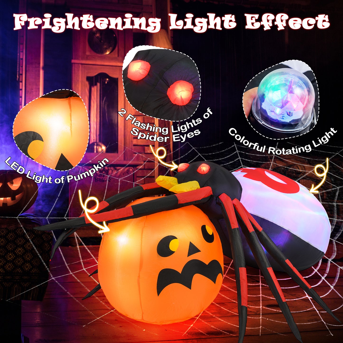 4.9 x 4.6 Feet Inflatable Spider, Pumpkin, Rotating Light, Multicolor Halloween at Gallery Canada