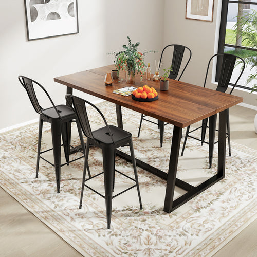 Stackable Metal Bar Stools, Set of 4, Removable Backrest, Black