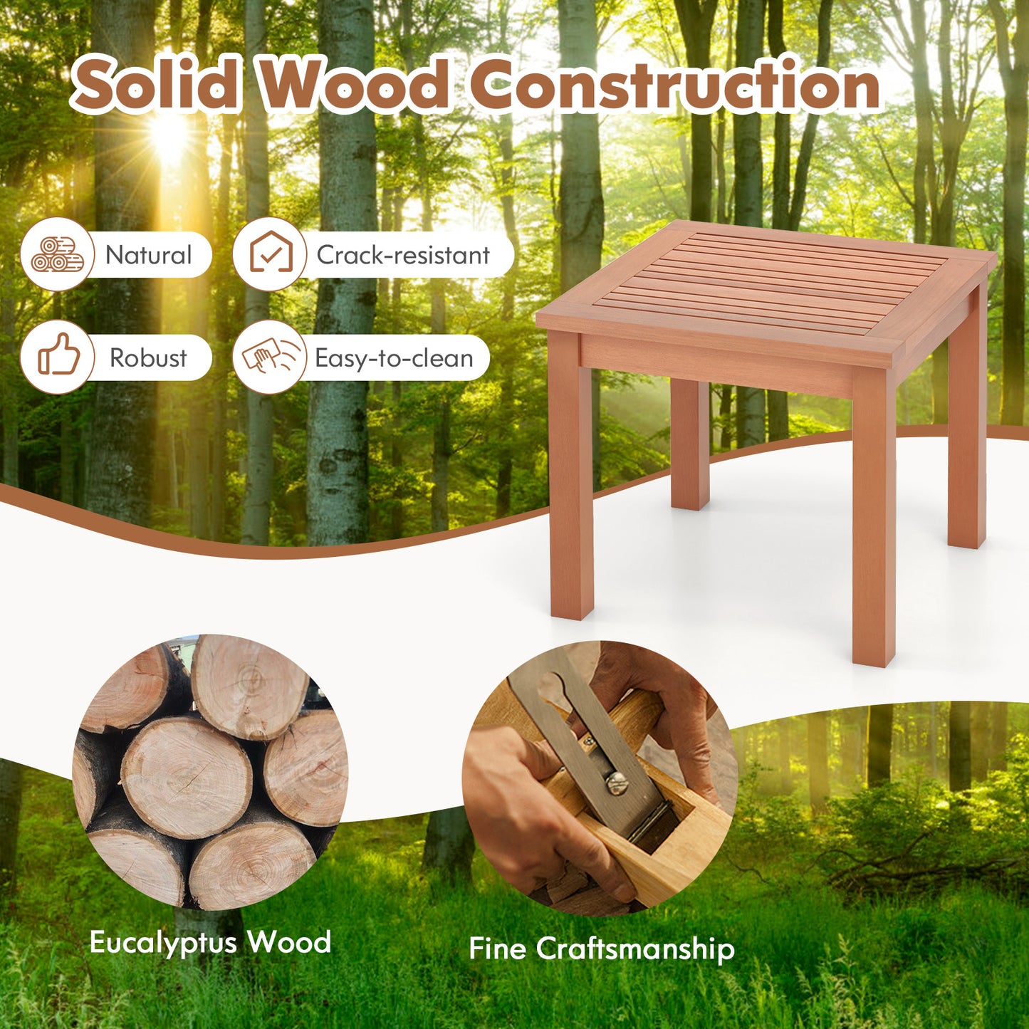 18 Inch Square End Outdoor Adirondack Side Table, Orange Patio Coffee Tables at Gallery Canada