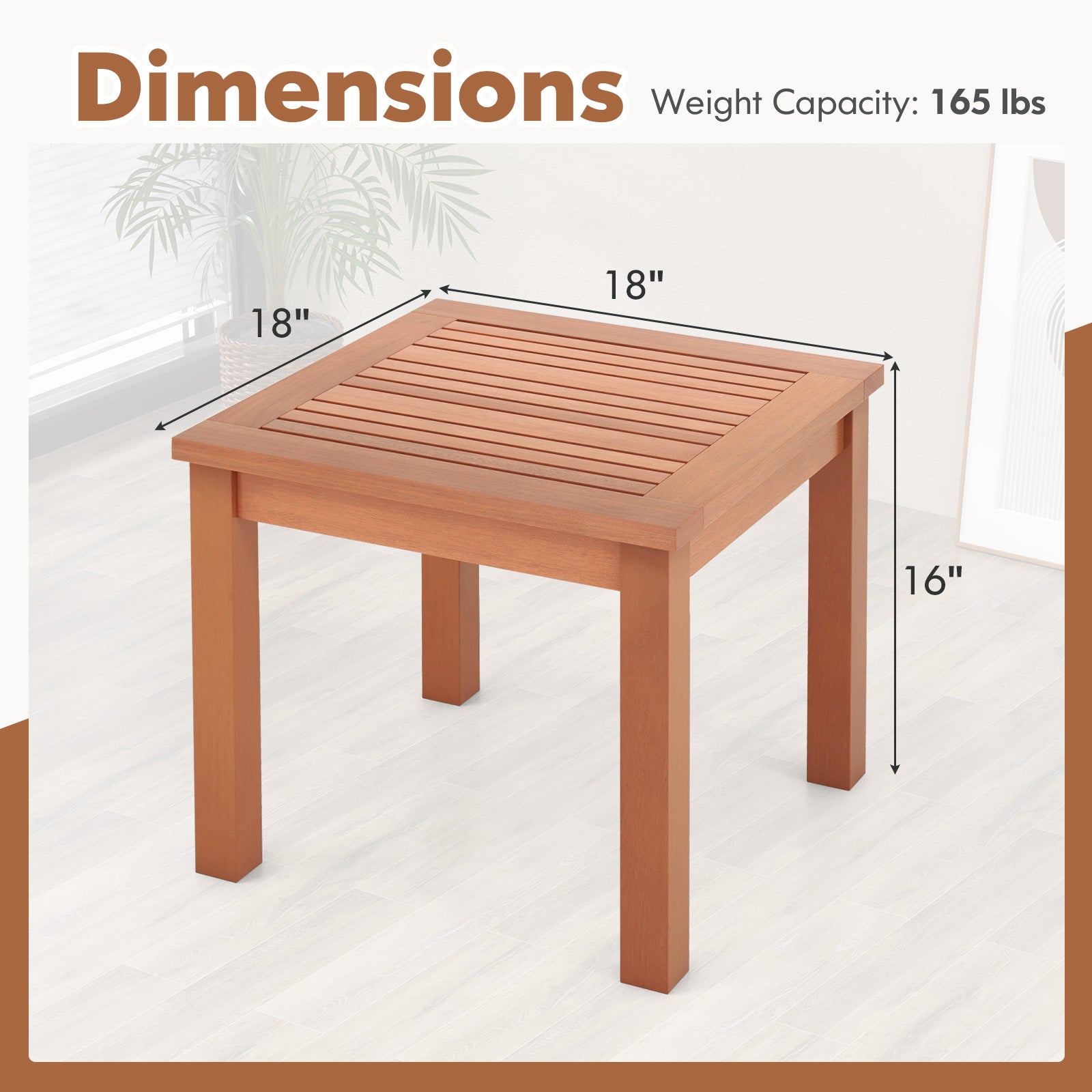 18 Inch Square End Outdoor Adirondack Side Table, Orange Patio Coffee Tables at Gallery Canada