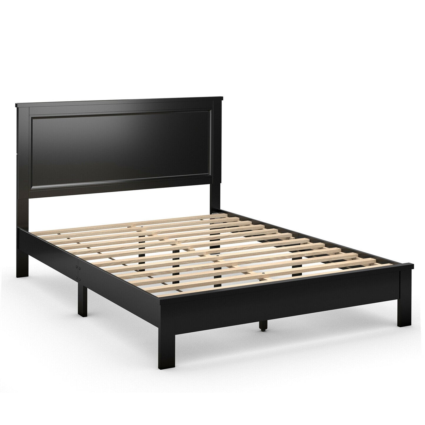 Queen Size Bed Frame, Platform Slat, High Headboard, Black Simple Bed Frame at Gallery Canada