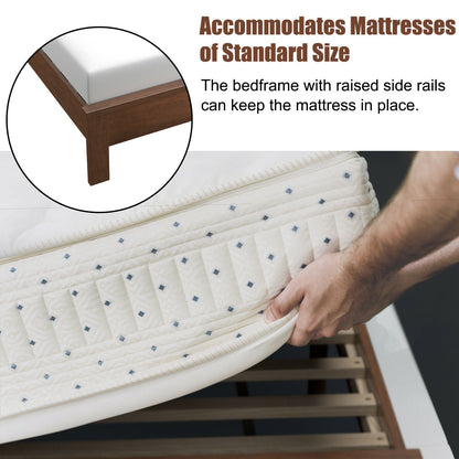 Queen Size Platform Bed Frame, Walnut, High Headboard, Rubber Wood Leg Simple Bed Frame at Gallery Canada