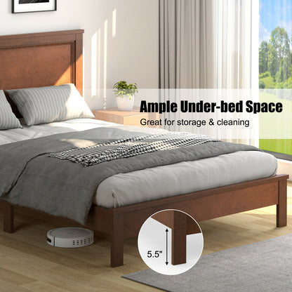 Queen Size Platform Bed Frame, Walnut, High Headboard, Rubber Wood Leg Simple Bed Frame at Gallery Canada