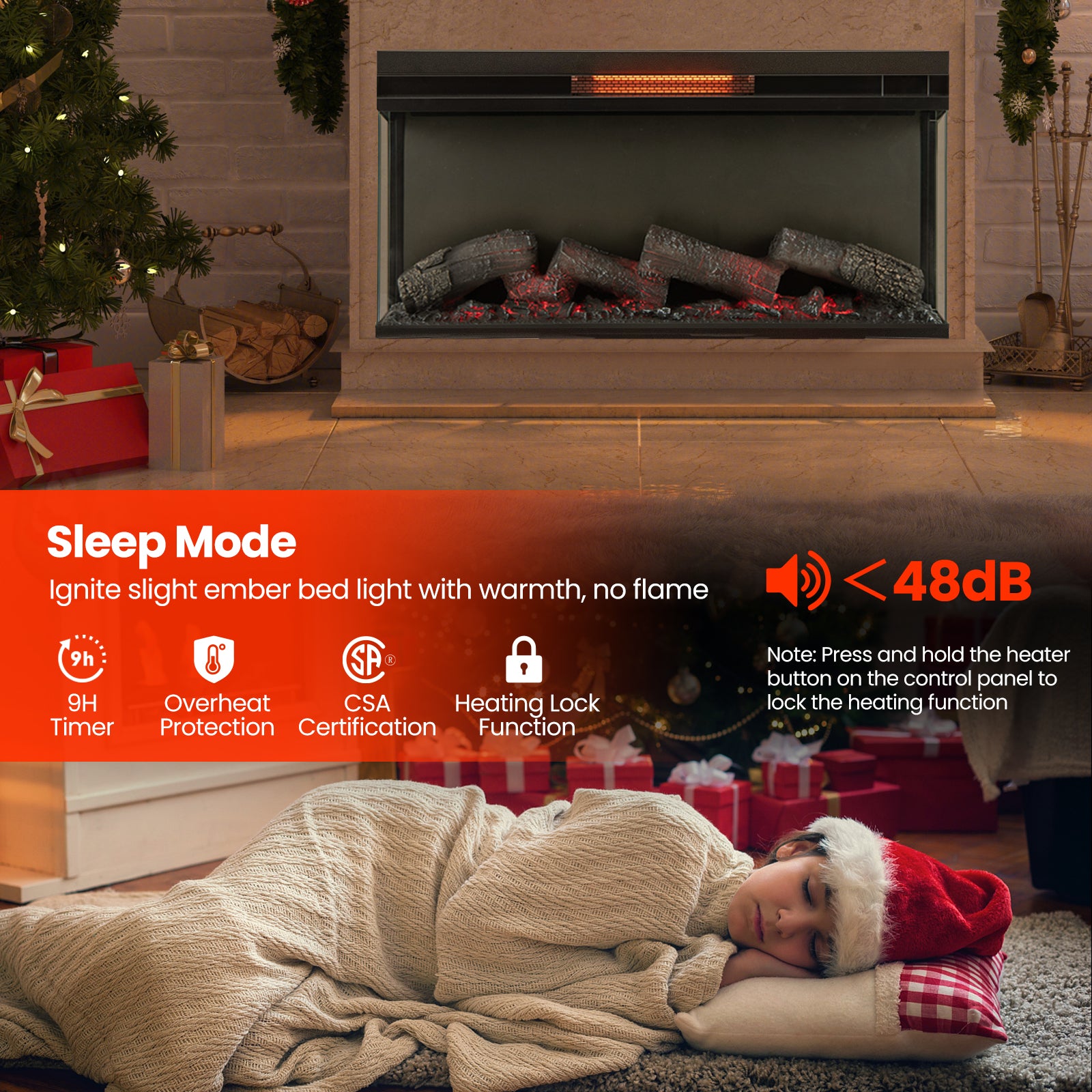 36 Inch 3-Sided 1500W Electric Fireplace, 7-Color Flame, Black Fireplaces at Gallery Canada