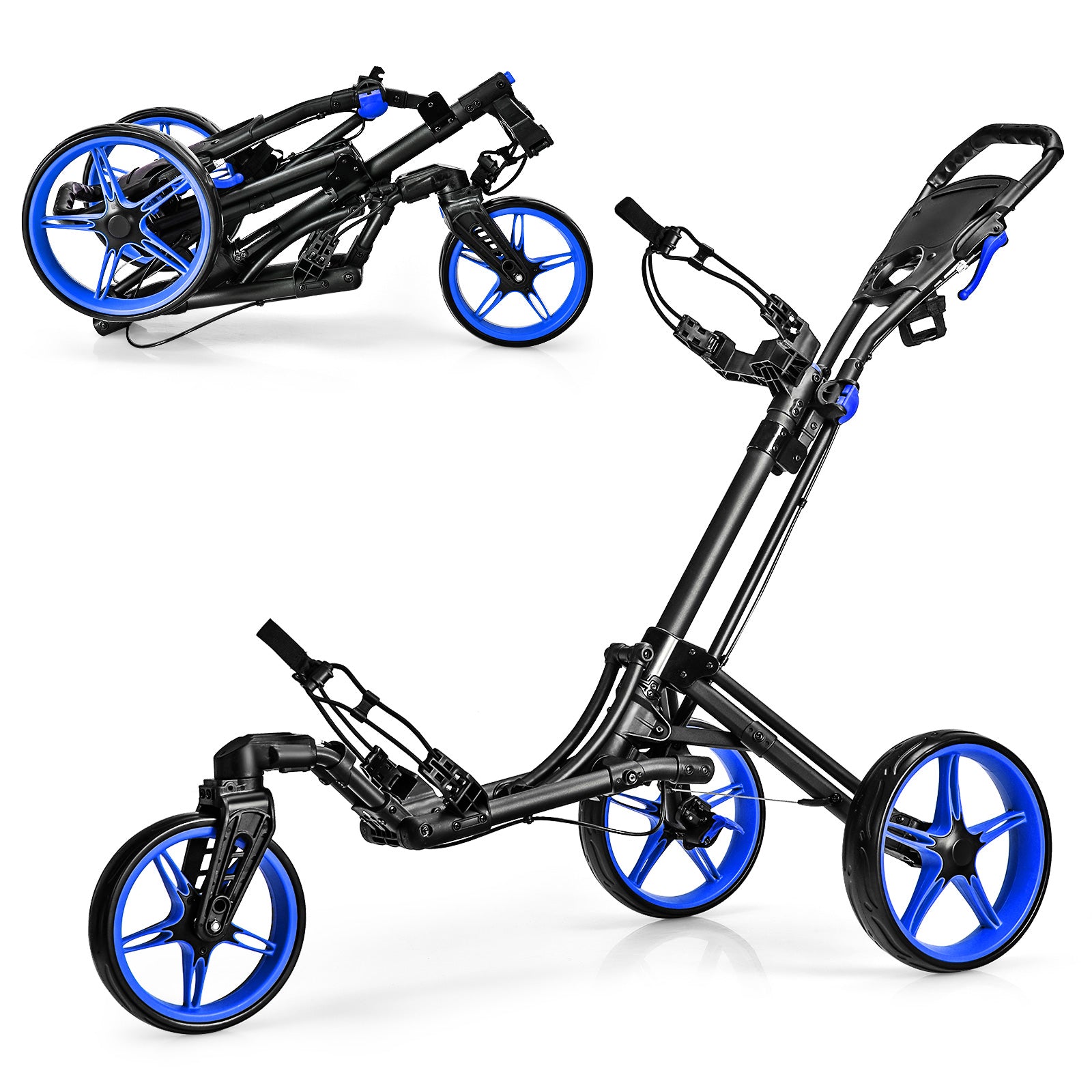 Folding Golf Push Cart, Adjustable Handle, Swivel Wheel, Blue Golf at Gallery Canada