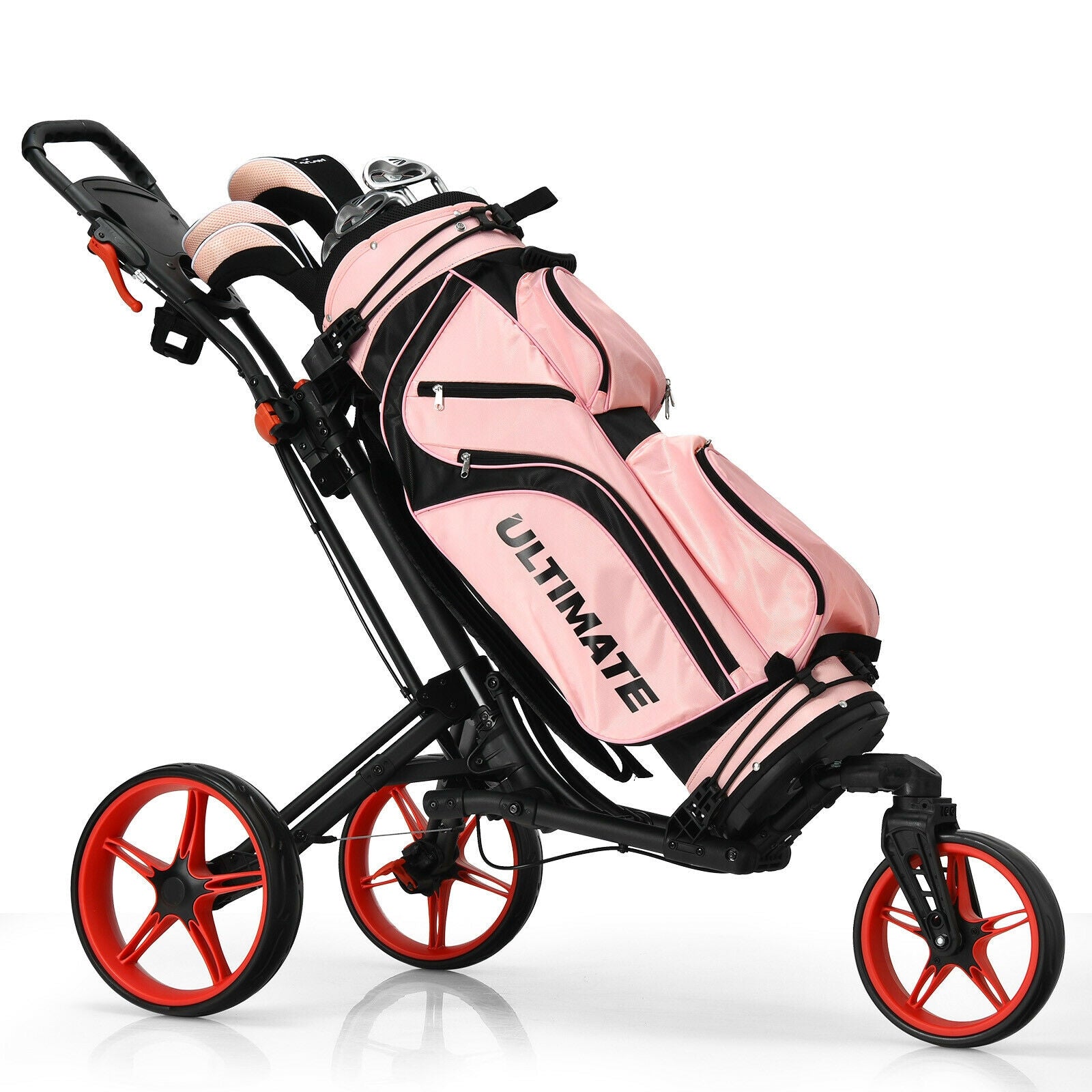Folding Golf Push Cart, Adjustable Handle, Swivel Wheel, Red Golf at Gallery Canada