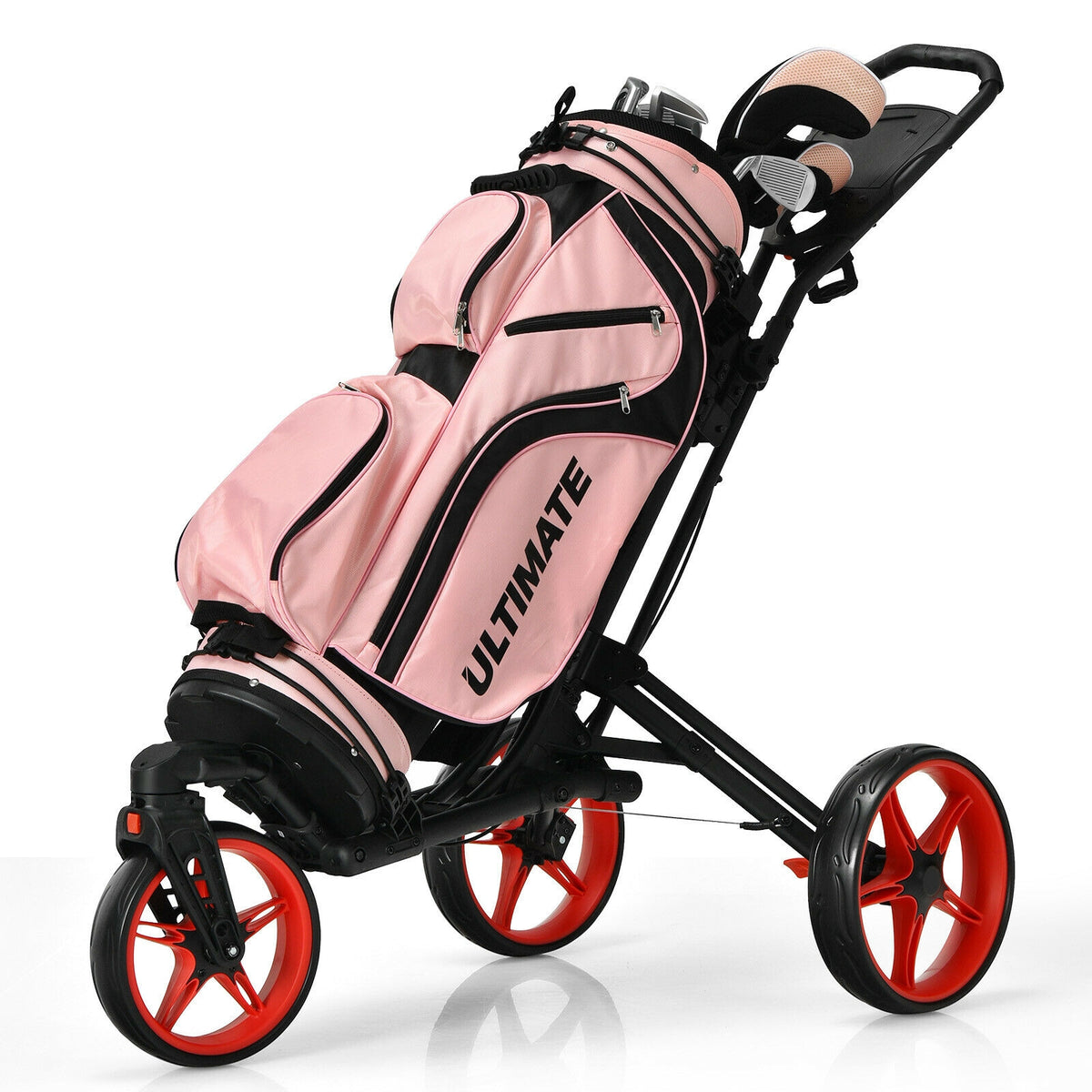 Folding Golf Push Cart, Adjustable Handle, Swivel Wheel, Red Golf at Gallery Canada