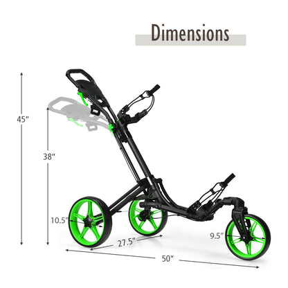 Folding Golf Push Cart, Adjustable Handle, Swivel Wheel, Green Golf at Gallery Canada