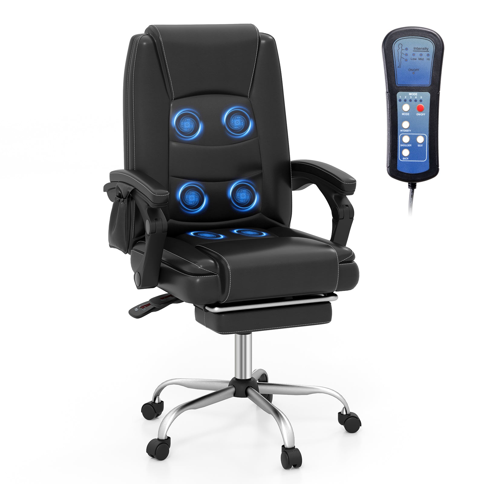 Adjustable Executive Massage Chair With Armrests, Footrest, Black Executive Chairs at Gallery Canada