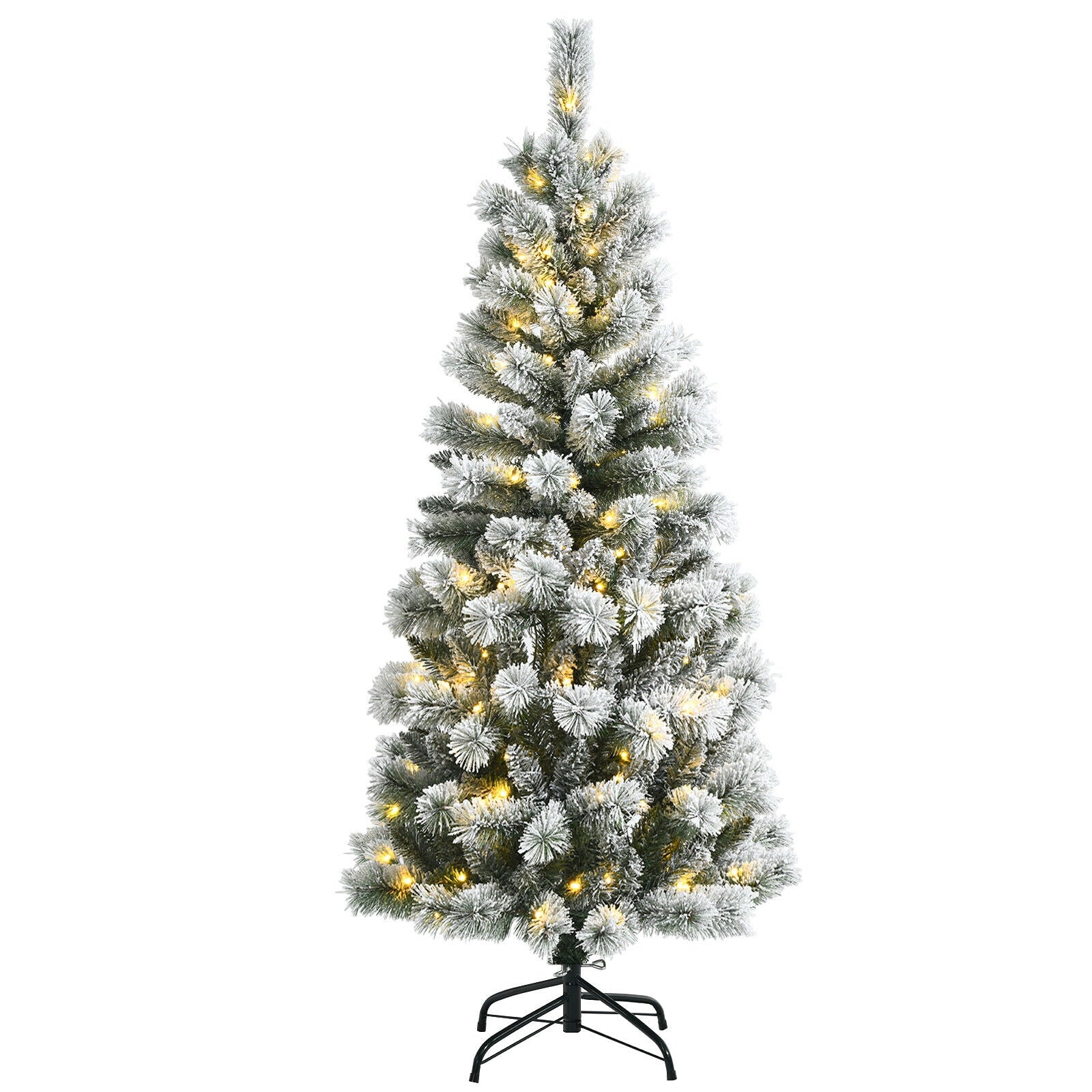 5 Feet Pre-Lit Snow Flocked Christmas Tree, 9 Modes Remote Control, White Christmas Tree at Gallery Canada