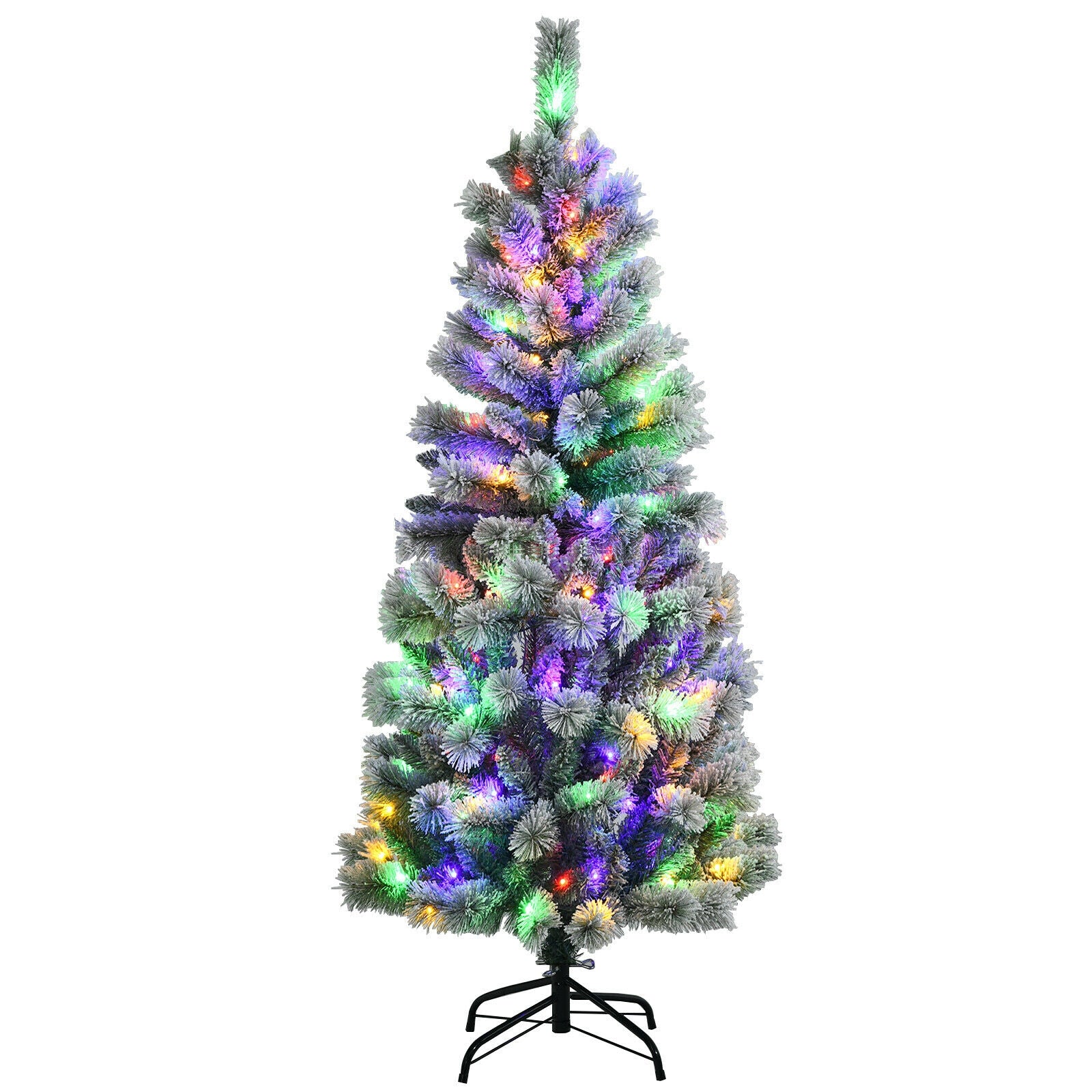 5 Feet Pre-Lit Snow Flocked Christmas Tree, 9 Modes Remote Control, White Christmas Tree at Gallery Canada