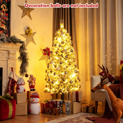 5 Feet Pre-Lit Snow Flocked Christmas Tree, 9 Modes Remote Control, White Christmas Tree at Gallery Canada