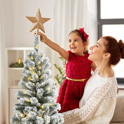 5 Feet Pre-Lit Snow Flocked Christmas Tree, 9 Modes Remote Control, White Christmas Tree at Gallery Canada