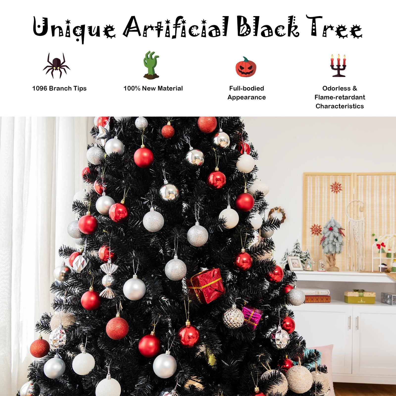 Artificial Christmas Halloween Tree, 7', Purple LED Lights, Black Halloween at Gallery Canada