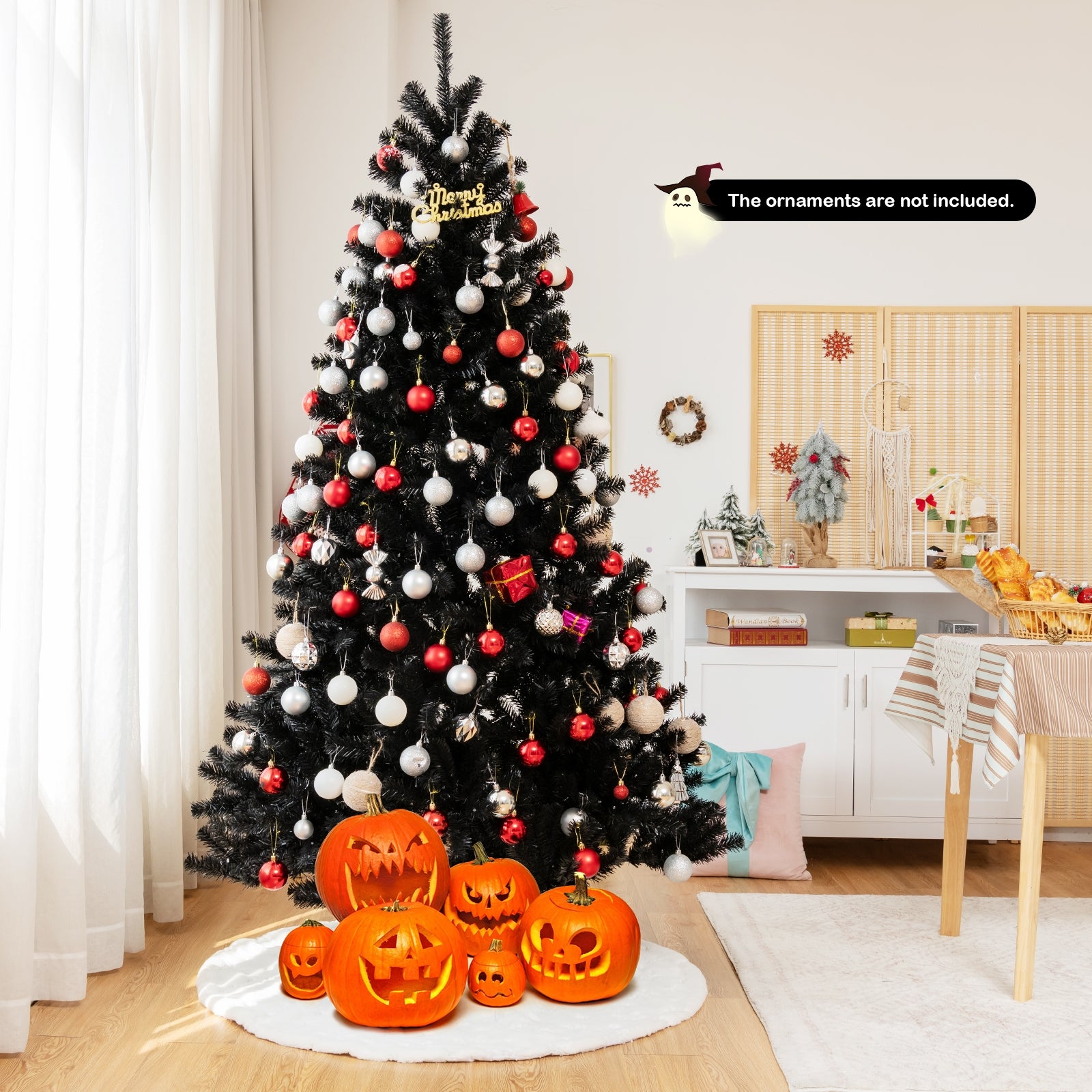 Artificial Christmas Halloween Tree, 7', Purple LED Lights, Black Halloween at Gallery Canada