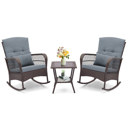 3-Piece Rocking Bistro Set With 2-Tier Coffee Table, Gray Patio Conversation Sets at Gallery Canada