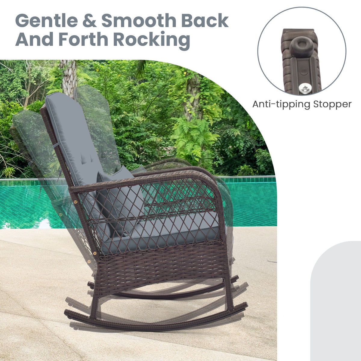 3-Piece Rocking Bistro Set With 2-Tier Coffee Table, Gray Patio Conversation Sets at Gallery Canada