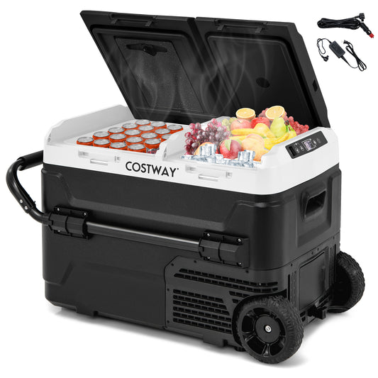 Dual Zone 12V 42QT Car Refrigerator, Black Coolers Black at Gallery Canada