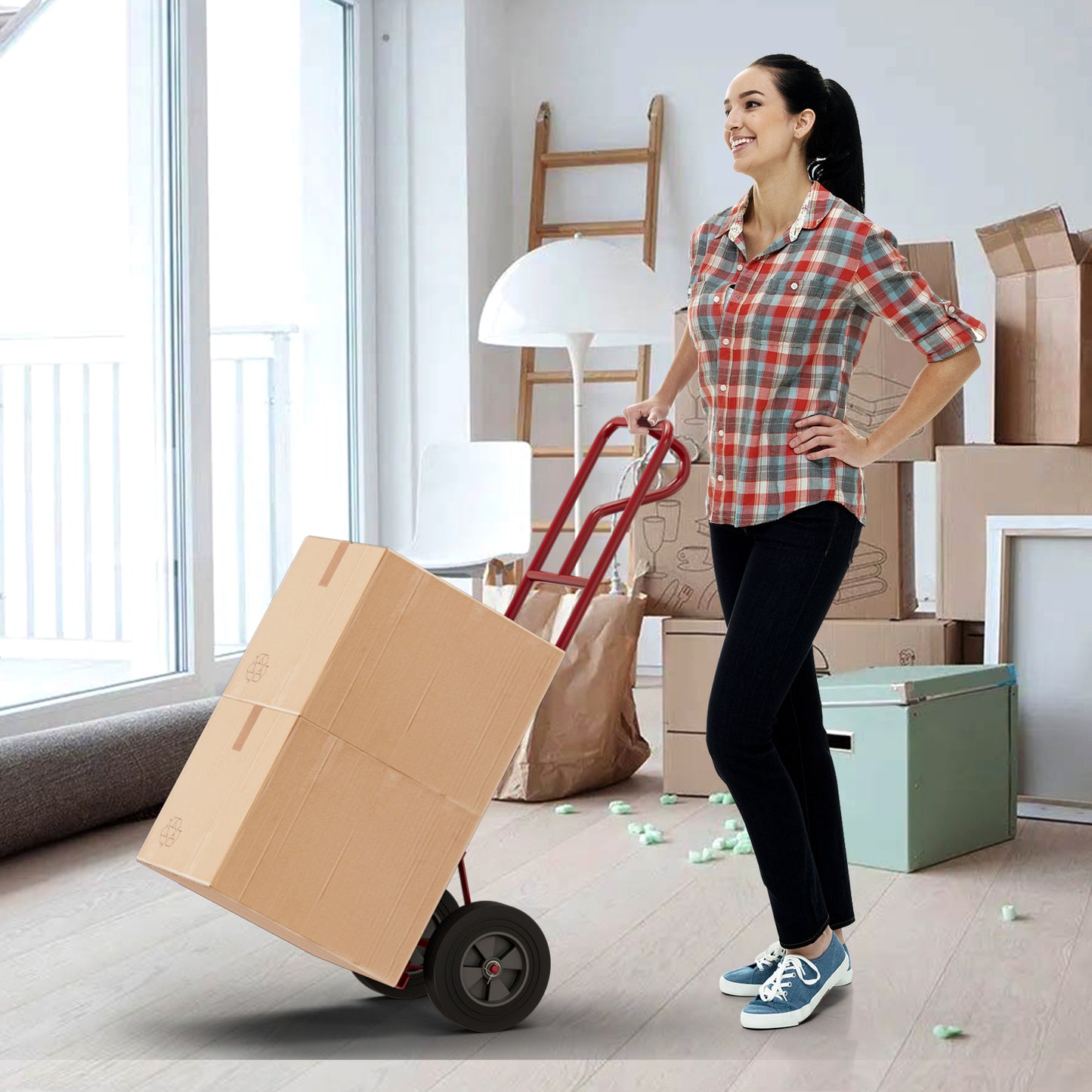 P-Handle Hand Truck, Foldable Load Plate, Dark Gray Garages at Gallery Canada