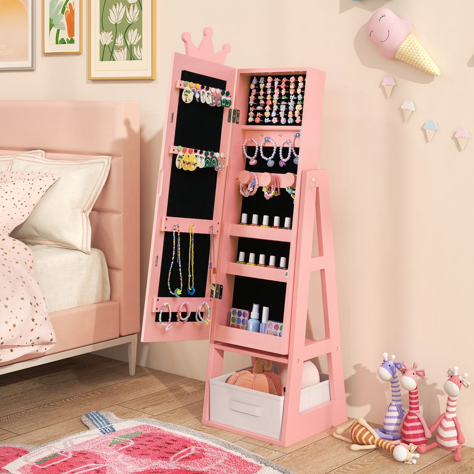 Kids Jewelry Armoire Cabinet, Full Length, Pink Kids Vanities at Gallery Canada