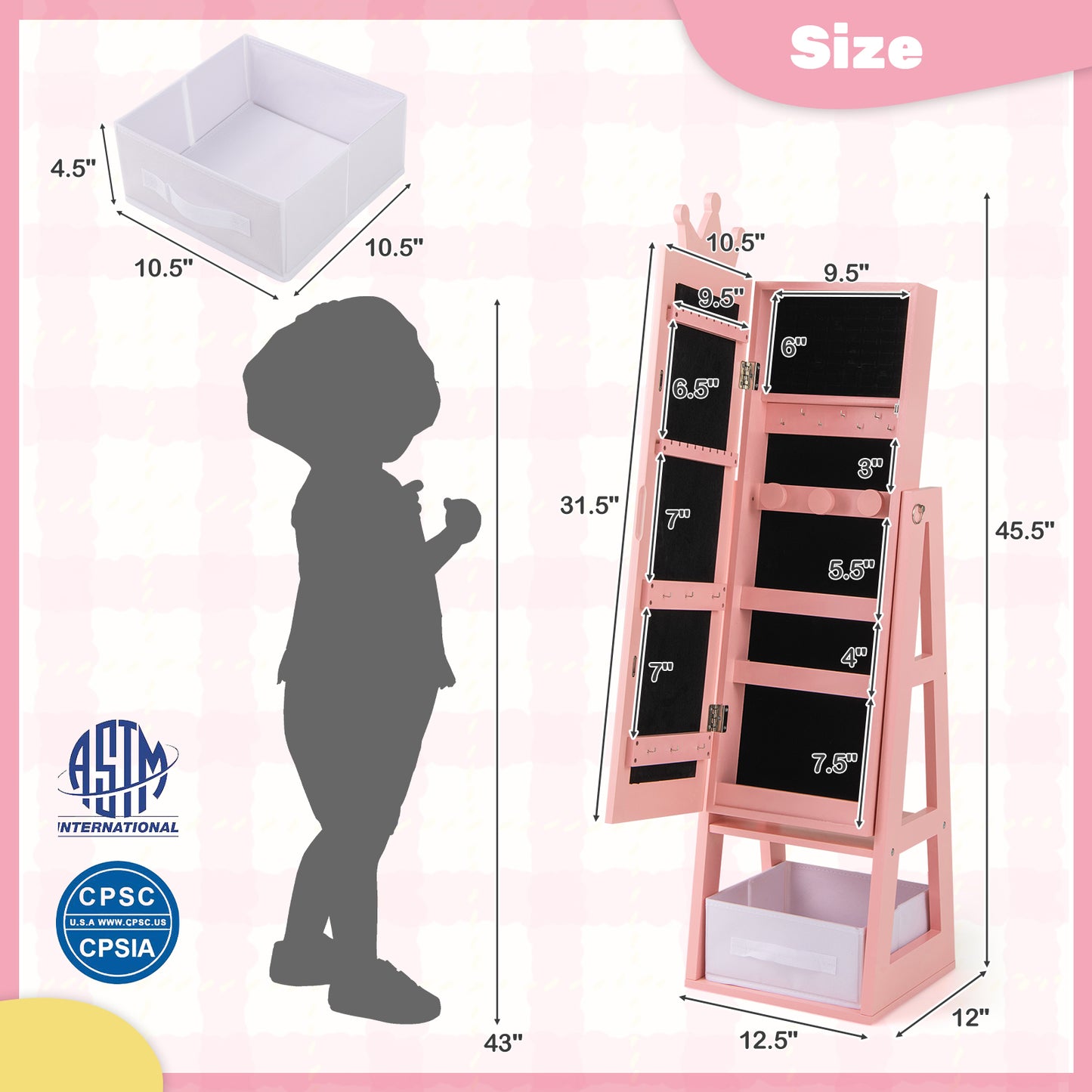 Kids Jewelry Armoire Cabinet, Full Length, Pink Kids Vanities at Gallery Canada