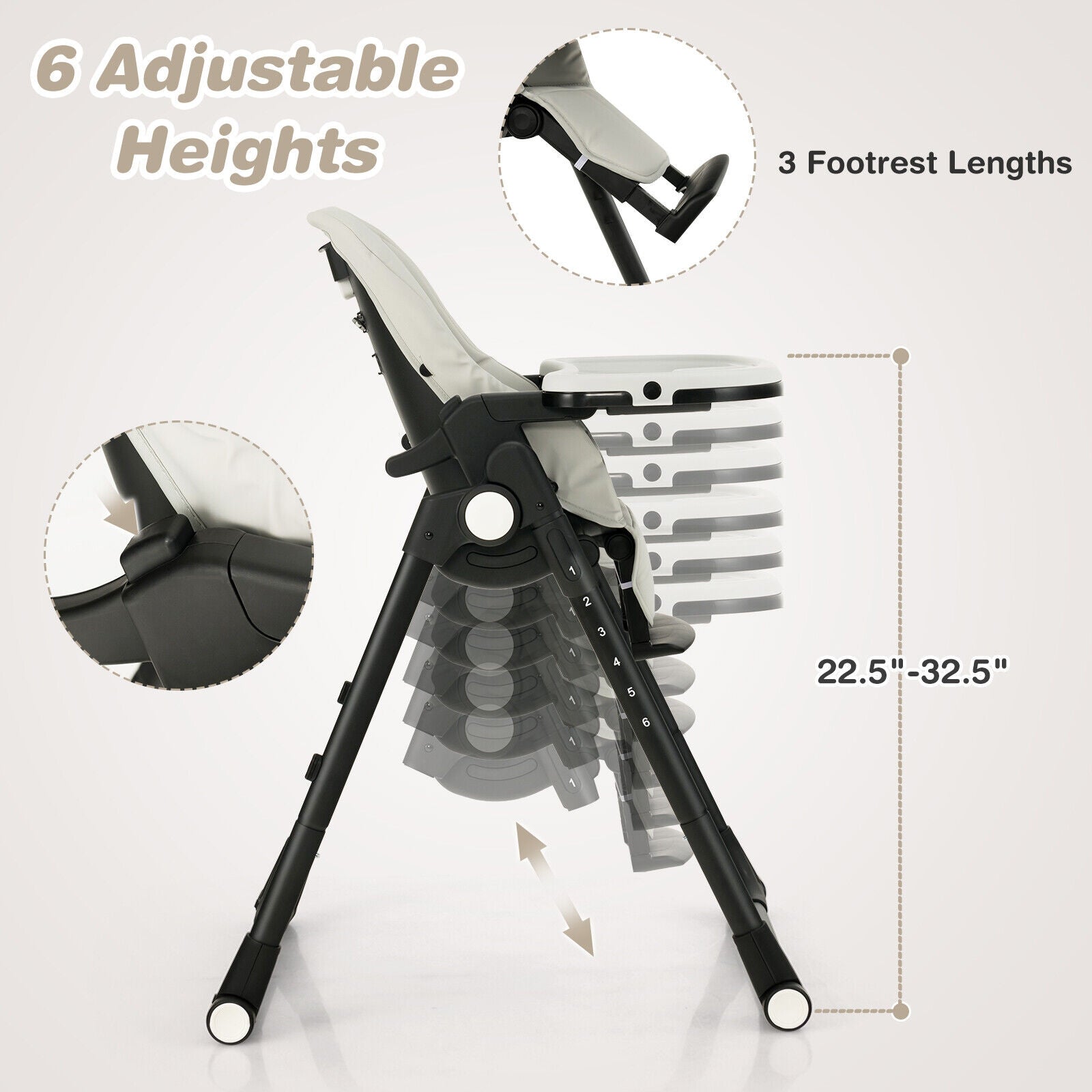 4-In-1 Baby High Chair, 6 Adjustable Heights, Gray High Chairs at Gallery Canada