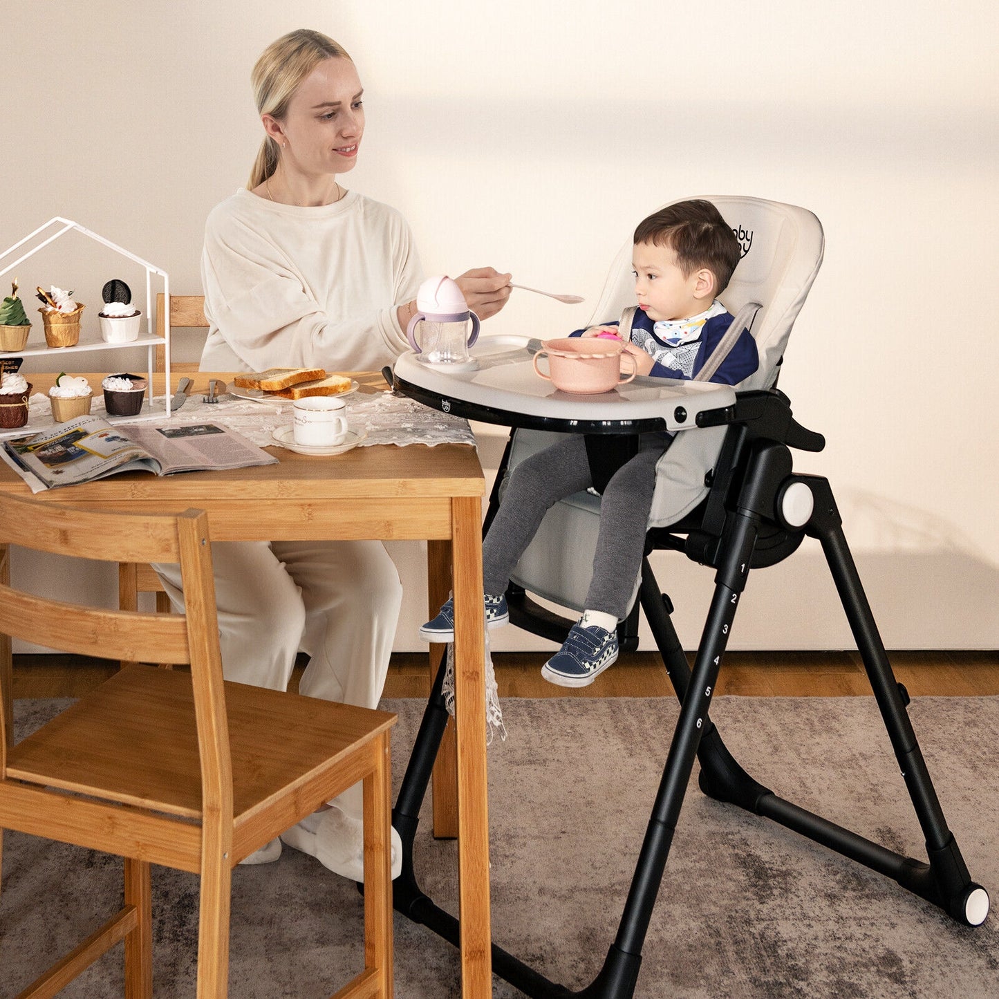 4-In-1 Baby High Chair, 6 Adjustable Heights, Gray High Chairs at Gallery Canada