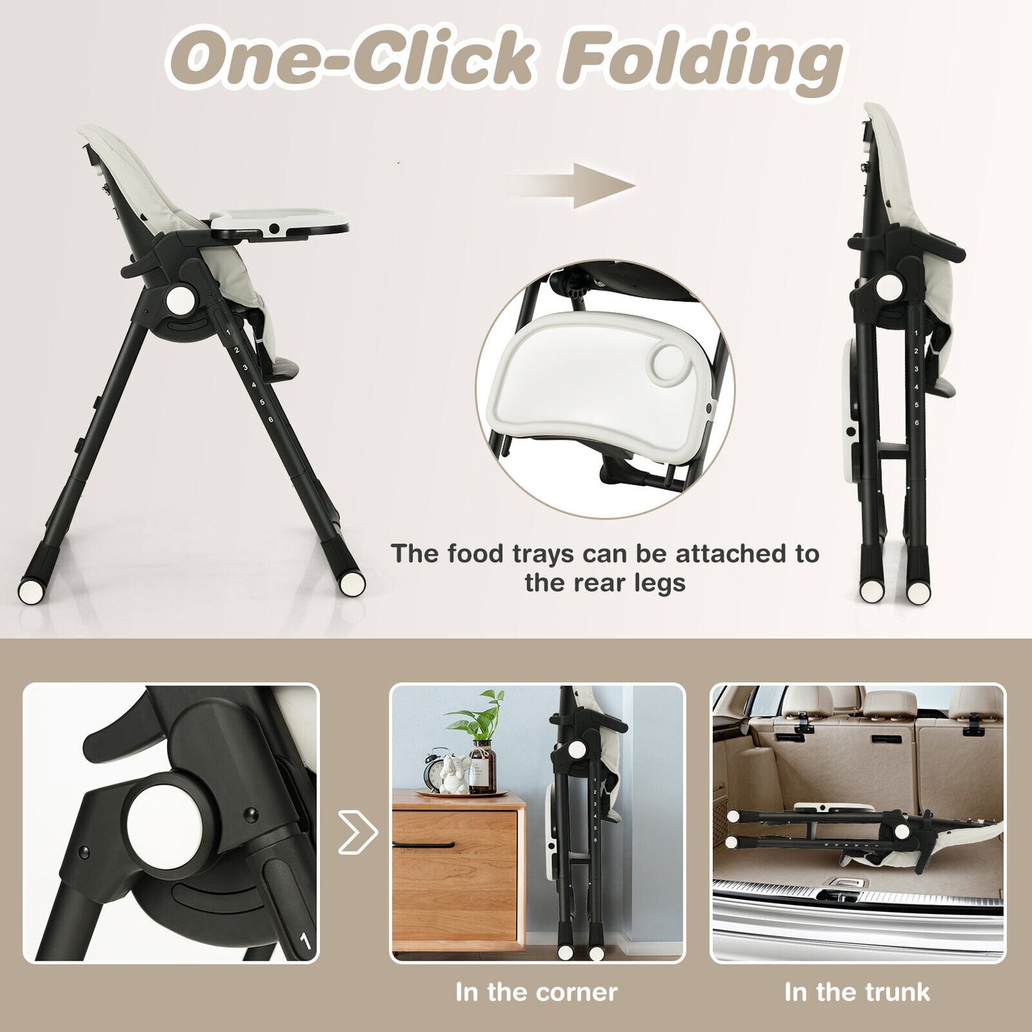 4-In-1 Baby High Chair, 6 Adjustable Heights, Gray High Chairs at Gallery Canada