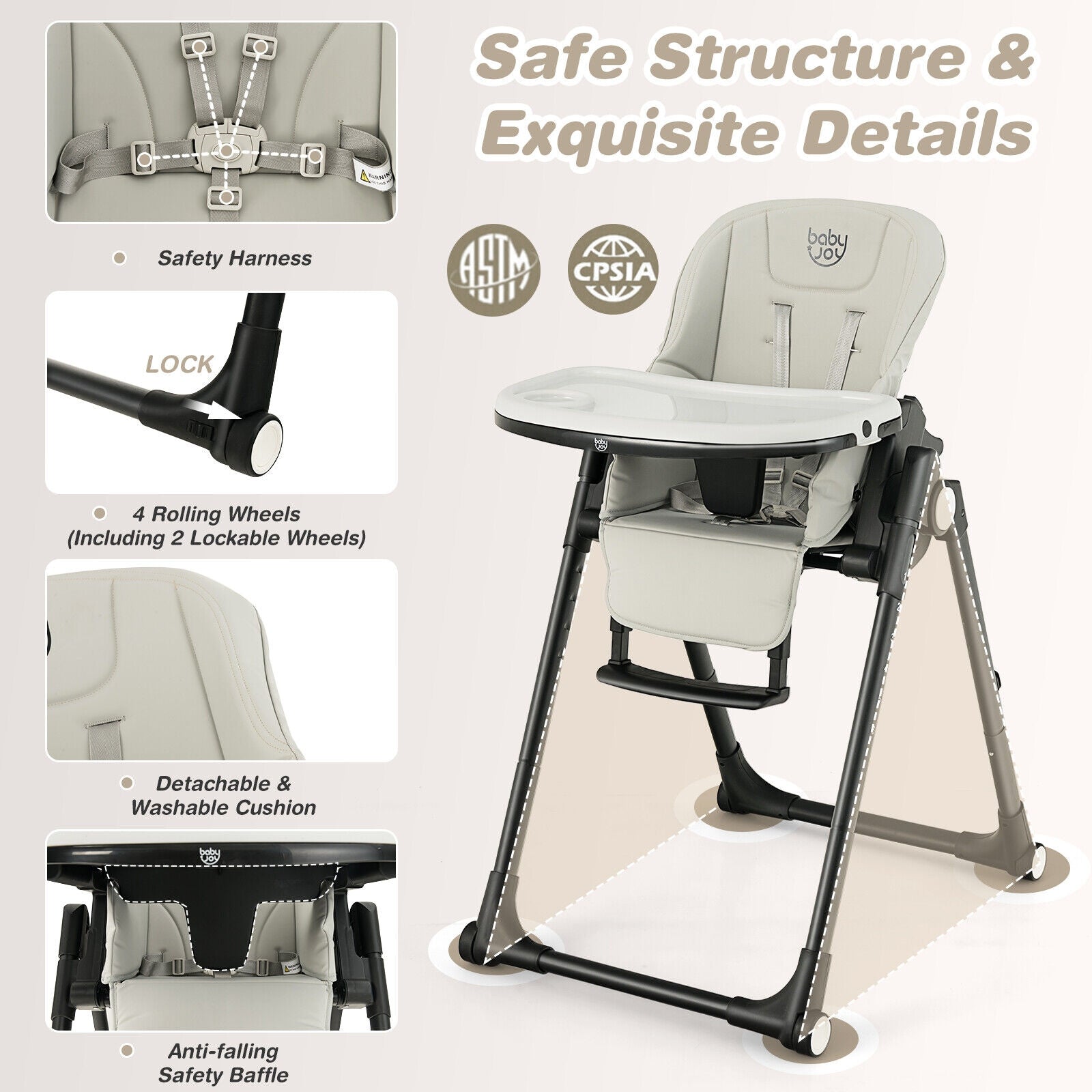 4-In-1 Baby High Chair, 6 Adjustable Heights, Gray High Chairs at Gallery Canada