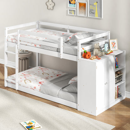 Twin Size Bunk Bed, Convertible Bookcase, Ladder, White Bunk Bed Frame at Gallery Canada