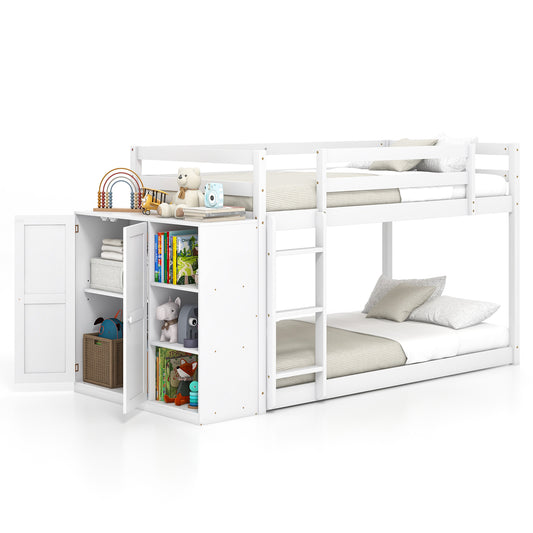 Twin Size Bunk Bed, Convertible Bookcase, Ladder, White Bunk Bed Frame White at Gallery Canada