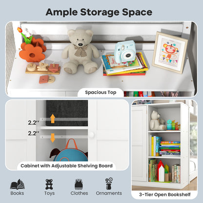 Twin Size Bunk Bed, Convertible Bookcase, Ladder, White Bunk Bed Frame at Gallery Canada