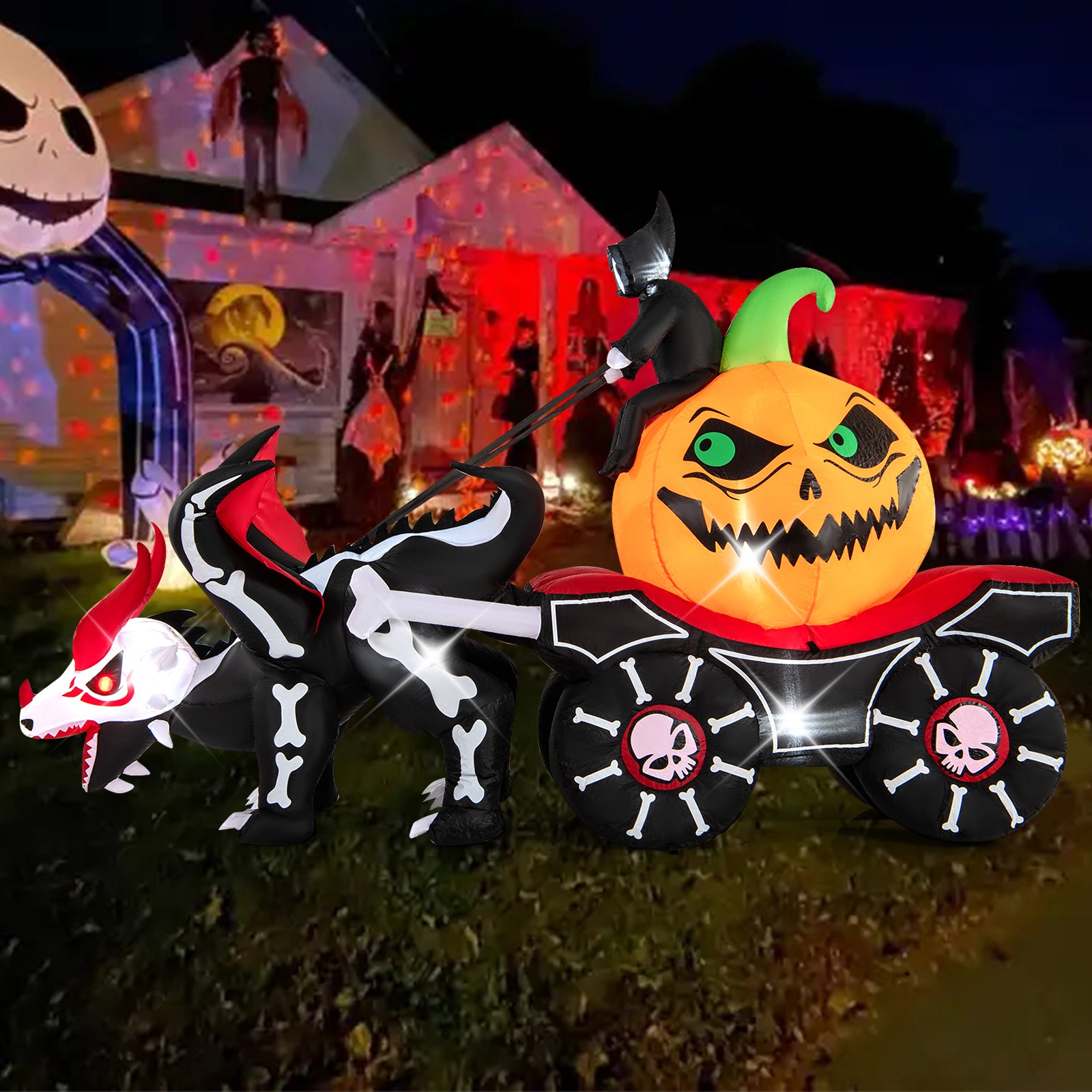 Halloween Inflatable LED Carriage With Pumpkin, Skeleton Dragon Halloween at Gallery Canada