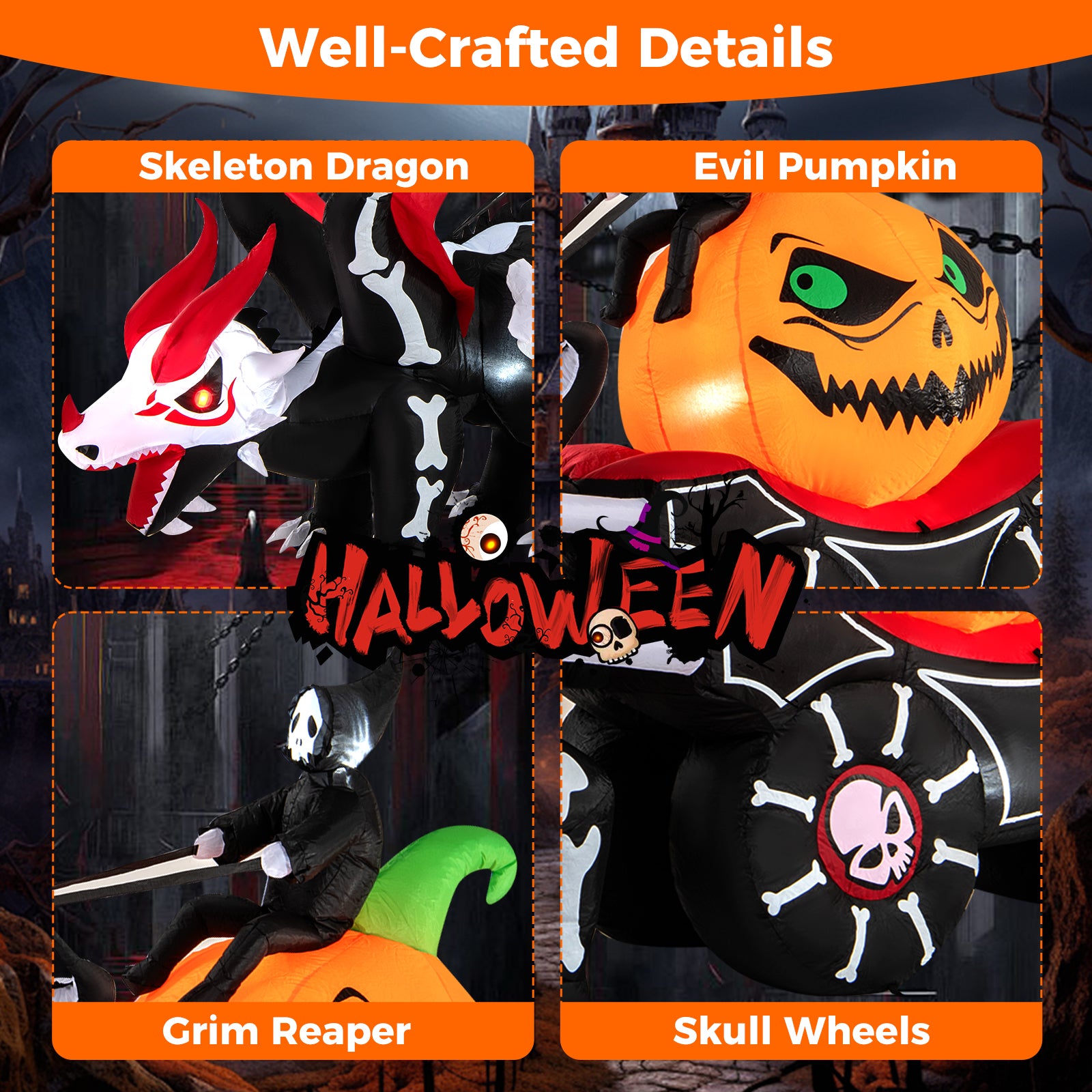Halloween Inflatable LED Carriage With Pumpkin, Skeleton Dragon Halloween at Gallery Canada