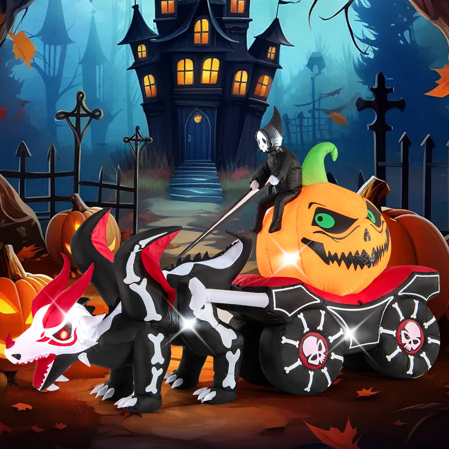 Halloween Inflatable LED Carriage With Pumpkin, Skeleton Dragon Halloween at Gallery Canada