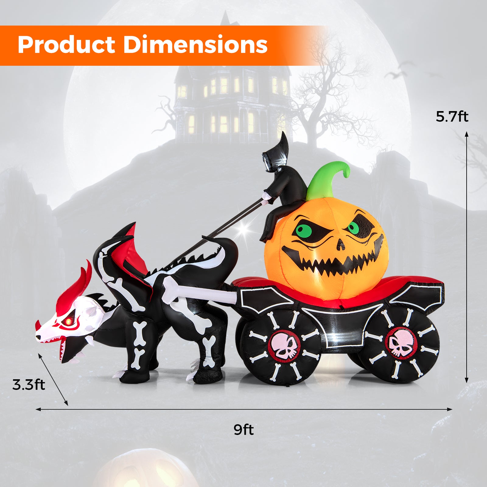 Halloween Inflatable LED Carriage With Pumpkin, Skeleton Dragon Halloween at Gallery Canada