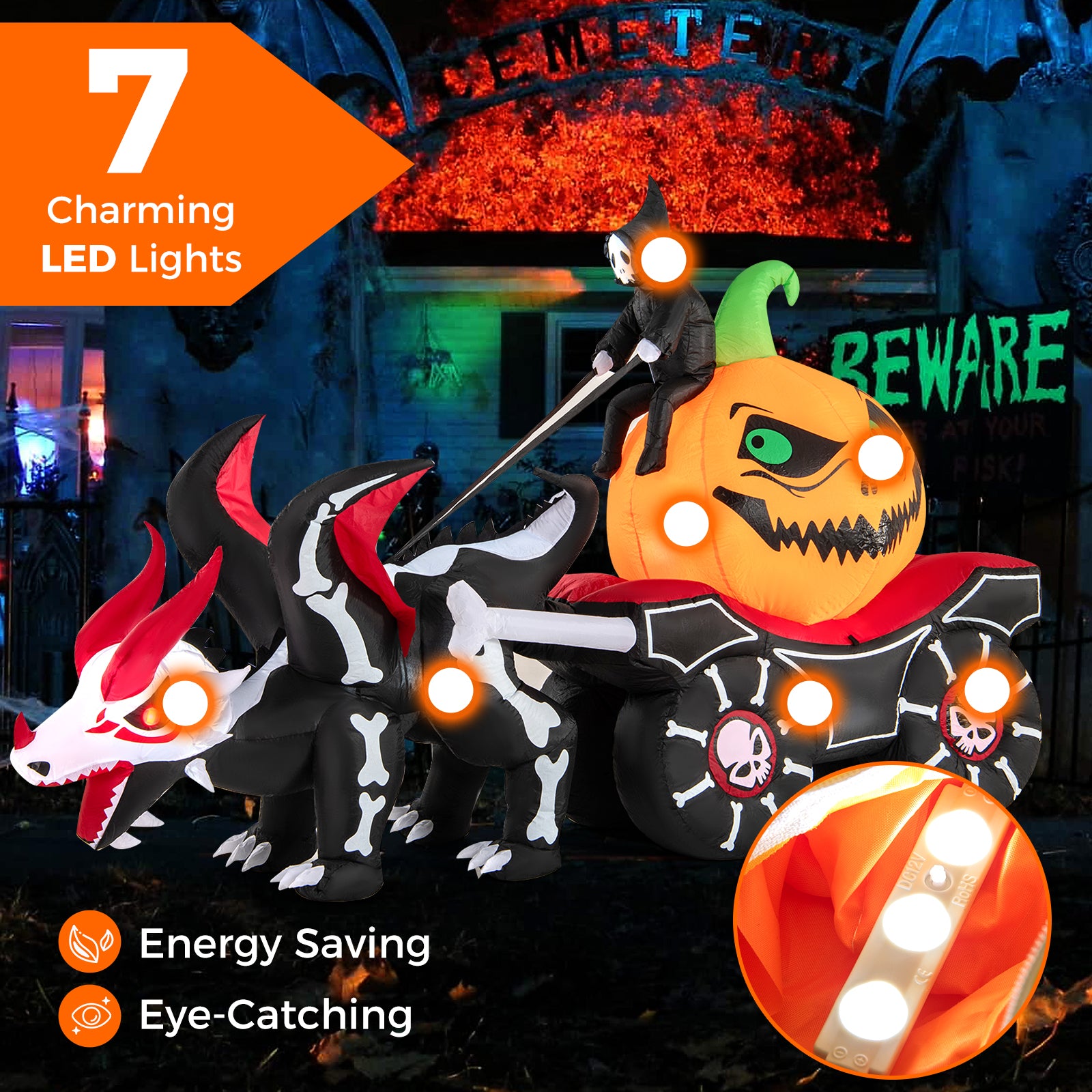 Halloween Inflatable LED Carriage With Pumpkin, Skeleton Dragon Halloween at Gallery Canada