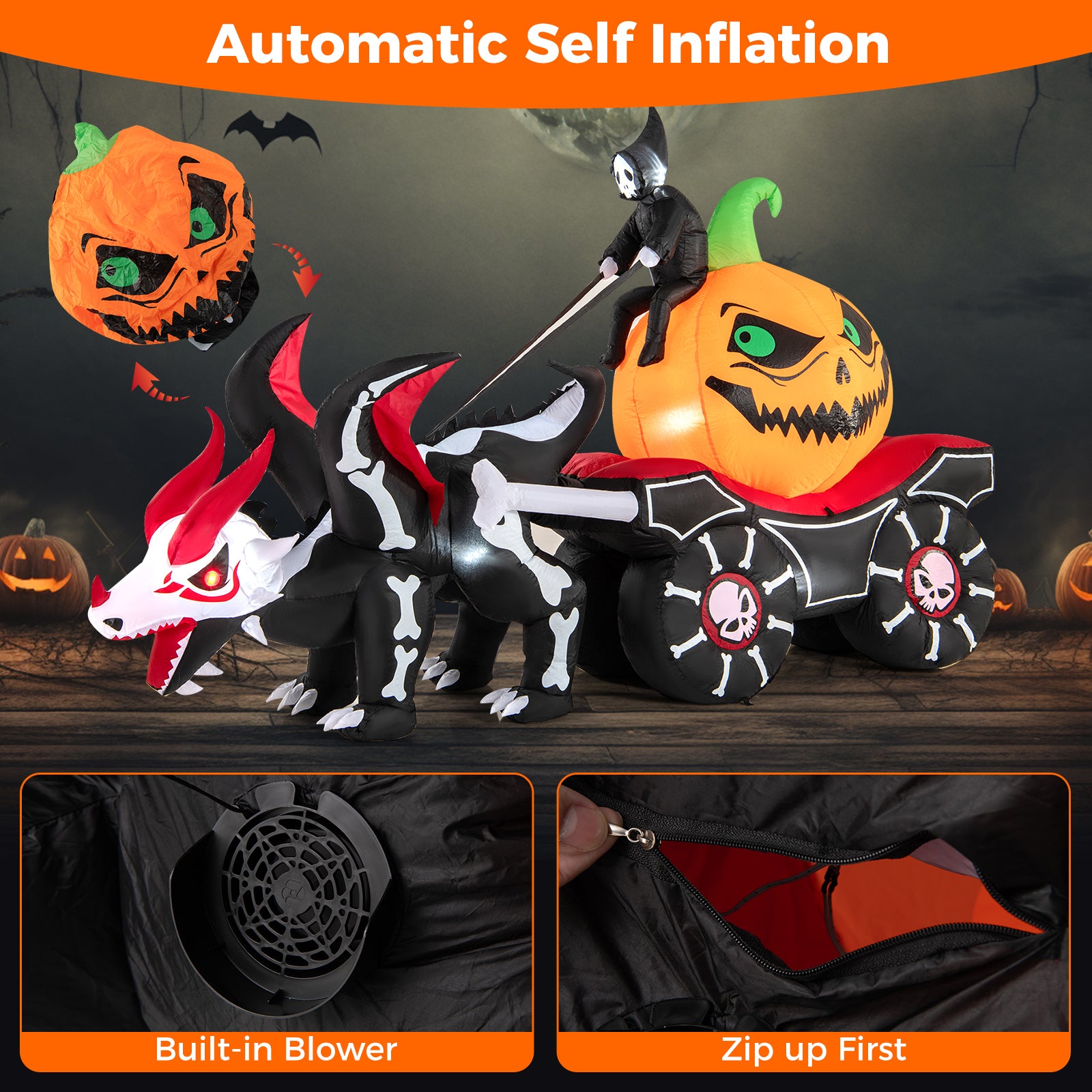 Halloween Inflatable LED Carriage With Pumpkin, Skeleton Dragon Halloween at Gallery Canada