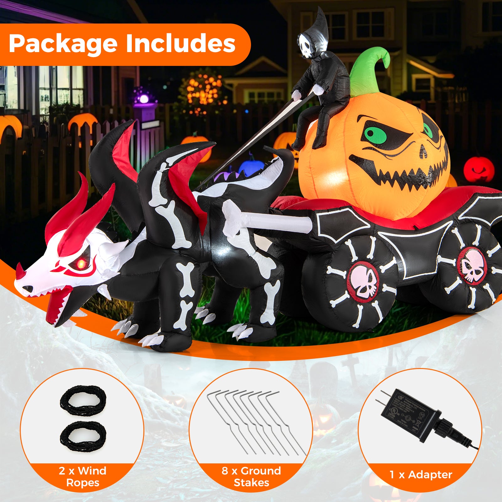 Halloween Inflatable LED Carriage With Pumpkin, Skeleton Dragon Halloween at Gallery Canada