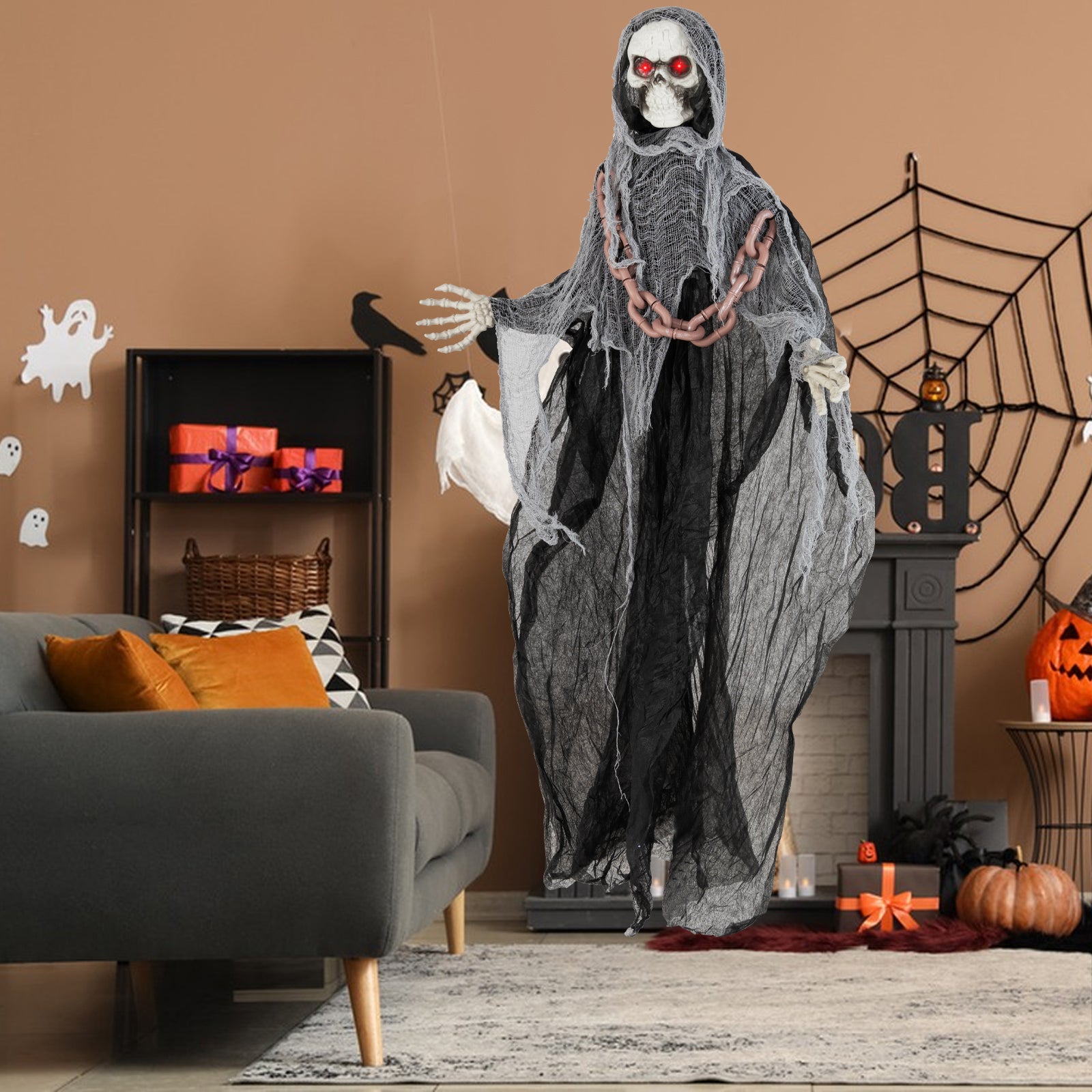 6.4 ft Halloween Grim Reaper, Lighted Eyes, Arm Movement, Terrifying Sounds Halloween at Gallery Canada
