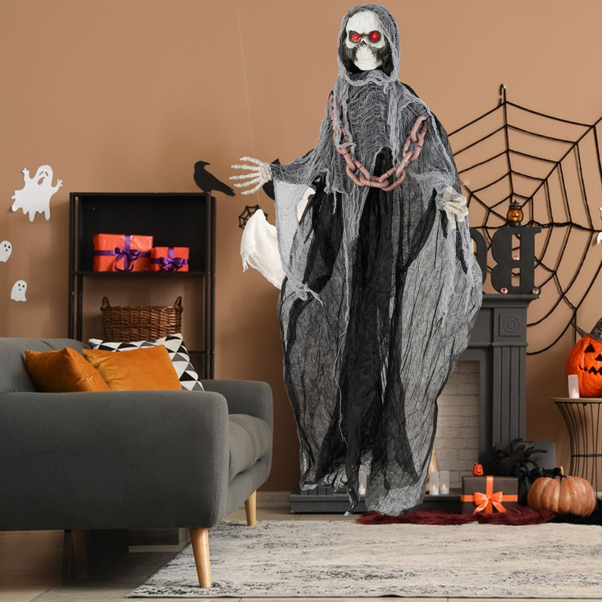 6.4 ft Halloween Grim Reaper, Lighted Eyes, Arm Movement, Terrifying Sounds Halloween at Gallery Canada