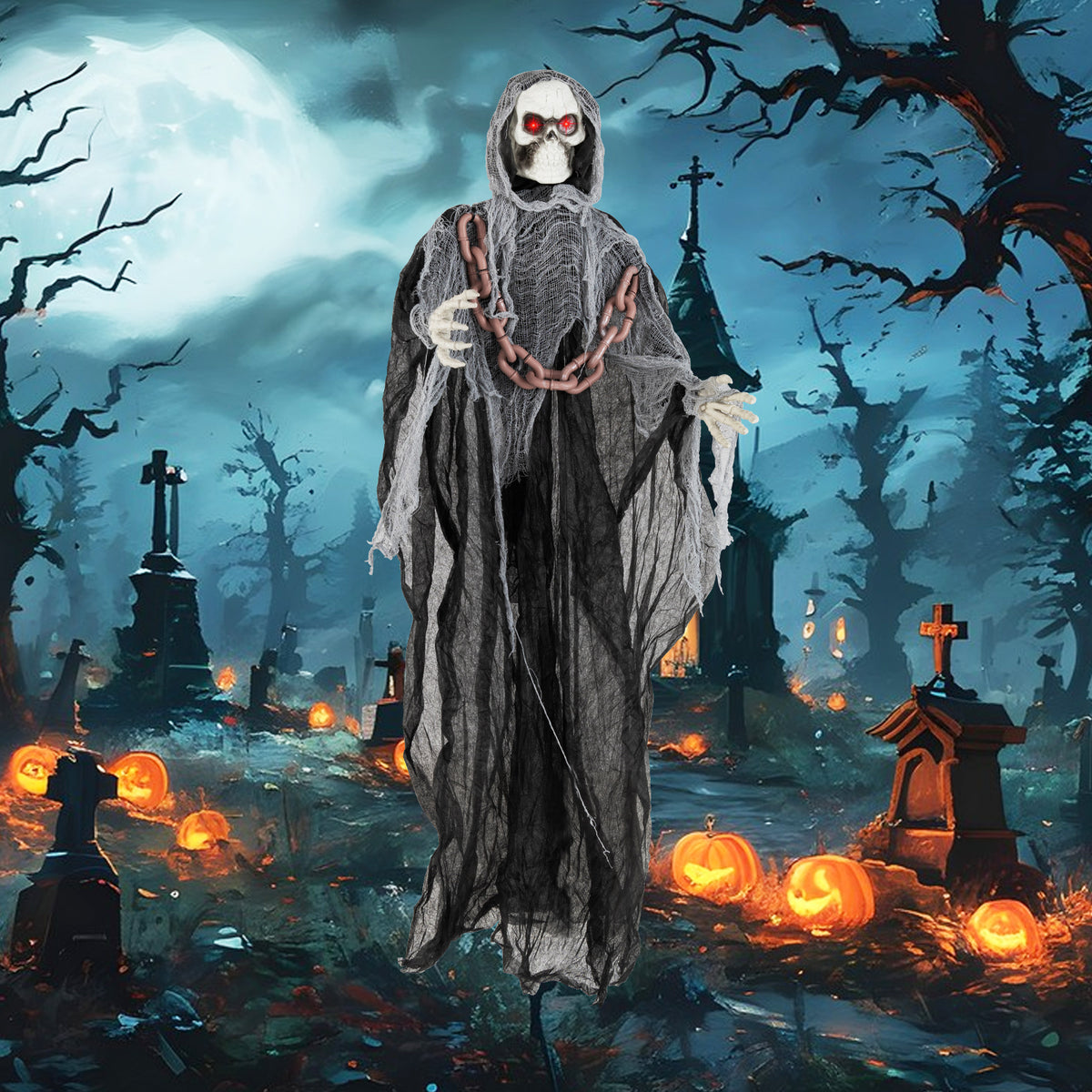 6.4 ft Halloween Grim Reaper, Lighted Eyes, Arm Movement, Terrifying Sounds Halloween at Gallery Canada