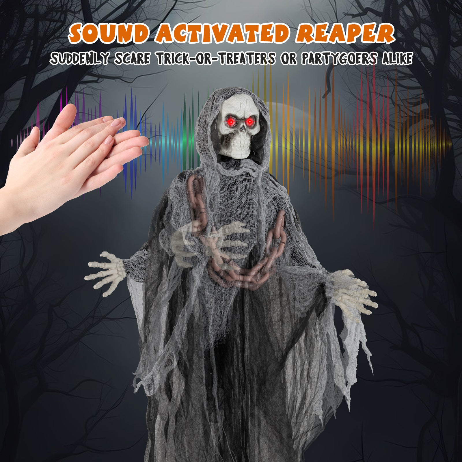 6.4 ft Halloween Grim Reaper, Lighted Eyes, Arm Movement, Terrifying Sounds Halloween at Gallery Canada