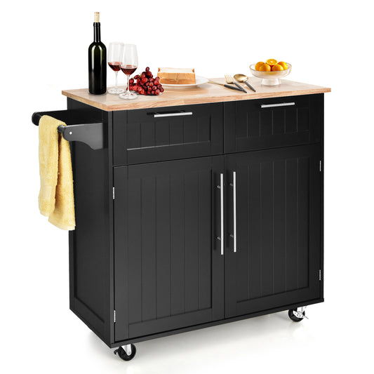 Heavy Duty Rolling Kitchen Cart With Drawer, Black Kitchen Islands & Carts Black at Gallery Canada