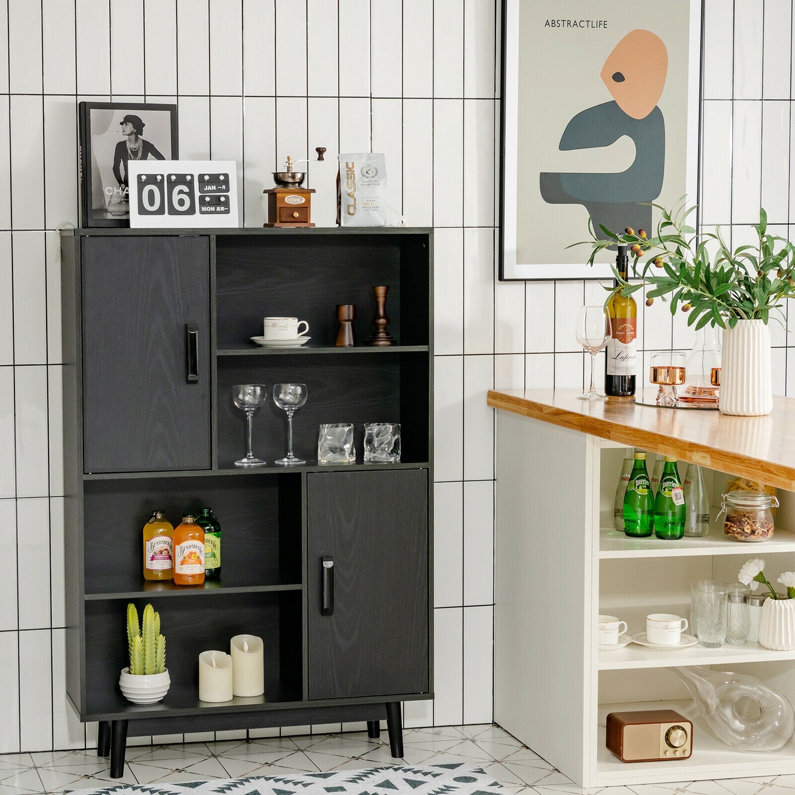 Sideboard Storage Cabinet With Door Shelf, Black Cabinets & Chests at Gallery Canada