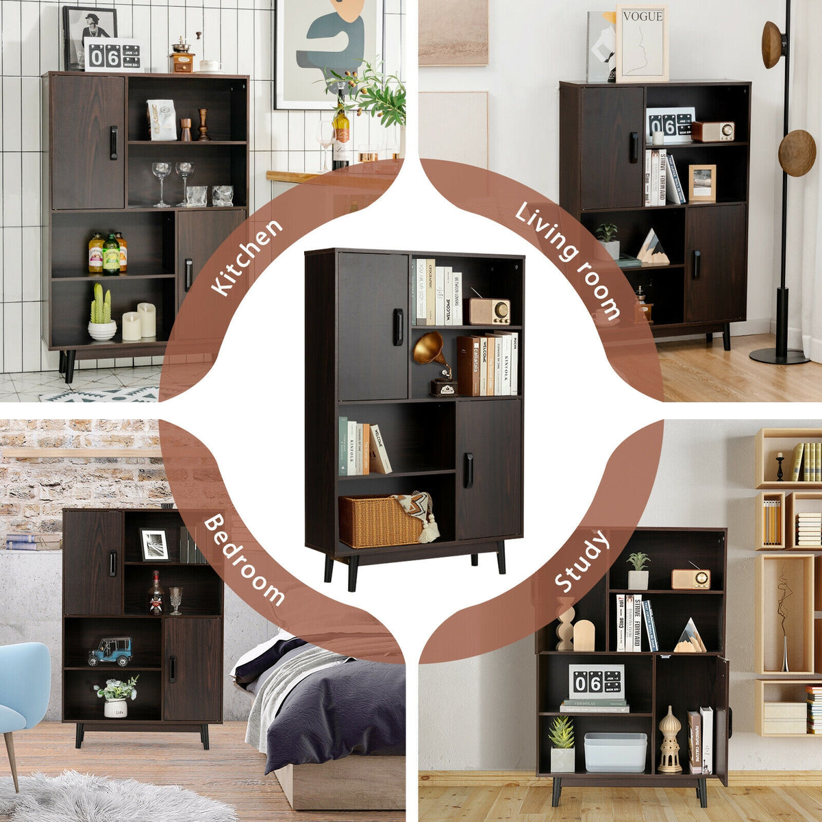 Sideboard Storage Cabinet, Dark Brown Cabinets & Chests at Gallery Canada