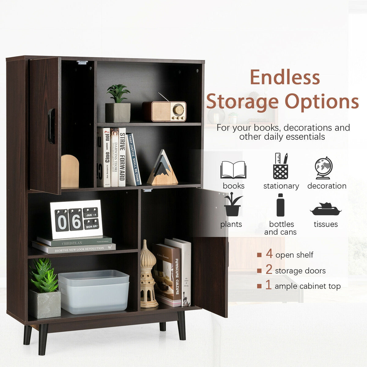 Sideboard Storage Cabinet, Dark Brown Cabinets & Chests at Gallery Canada