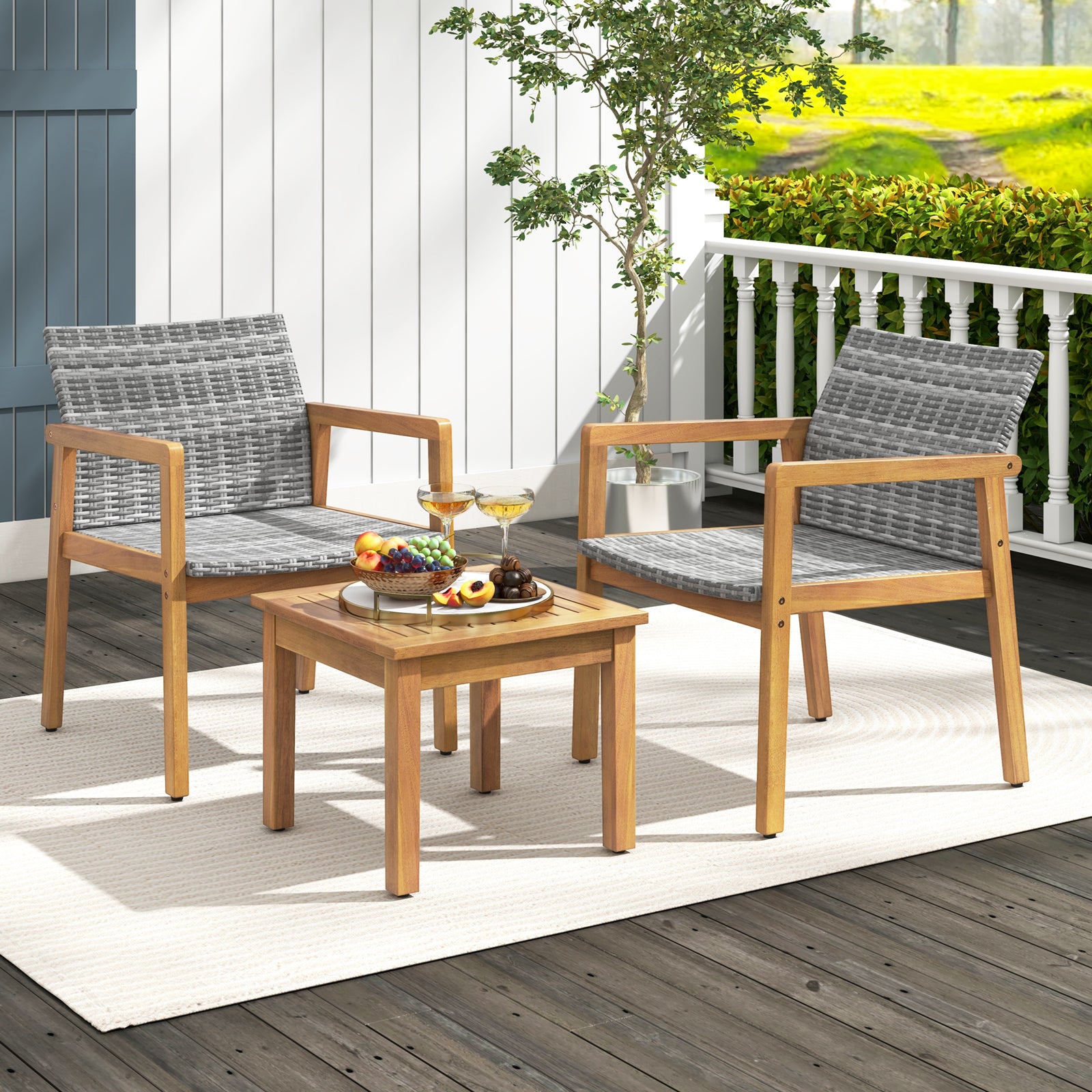 3 Piece Patio Furniture Set, Natural Patio Conversation Sets at Gallery Canada