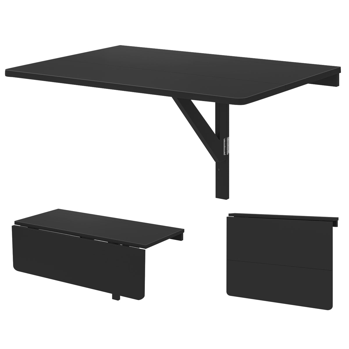 Folding Wall-Mounted Drop-Leaf Table, Black Laptop Tables & Printer Stands at Gallery Canada